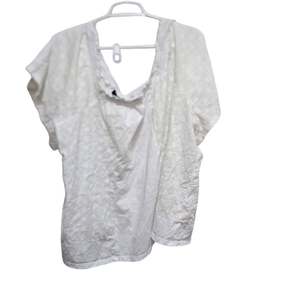 Lane Bryant White Eyelet Flutter Sleeve Peasant Top 26/28